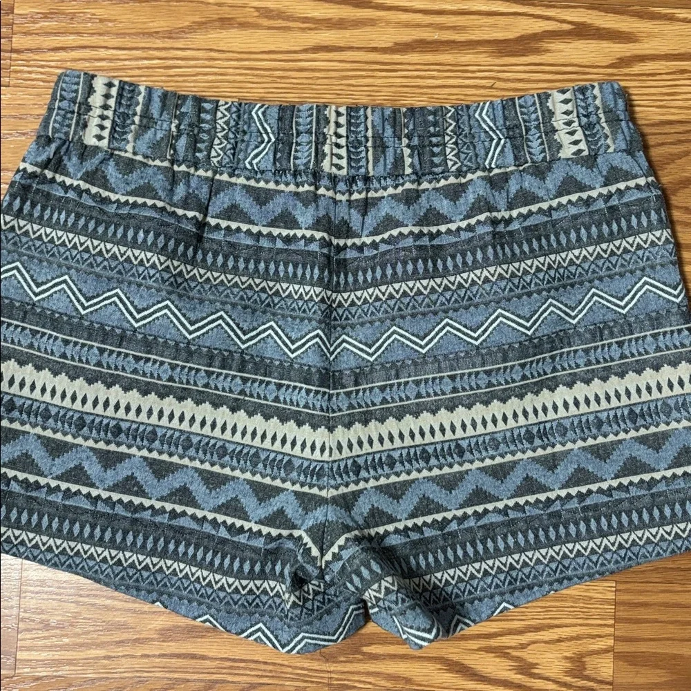 J Crew Blue and Gray Tribal Patterned Shorts with Pockets